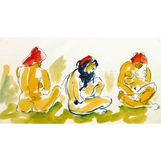 Ink & Watercolor - a Study in Sitting For Sale