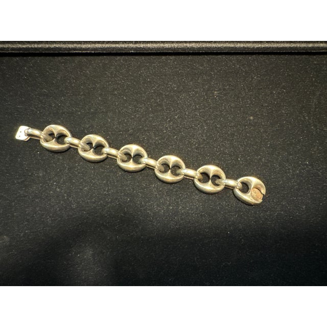 Large Silver Coffee Bean Mesh Bracelet from Crab Hallmarks, 1970s For Sale - Image 4 of 6