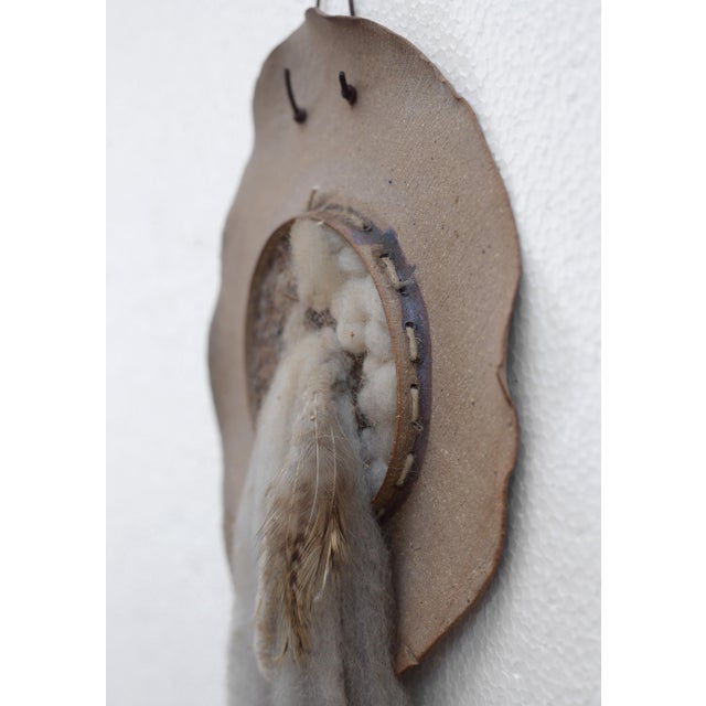 Vintage Handmade Boho Ceramic & Textile Wall Sculpture For Sale - Image 4 of 9