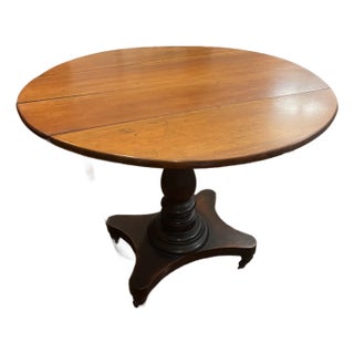 Early 20th Century Continental Empire Style Drop Leaf Fruitwood Table For Sale