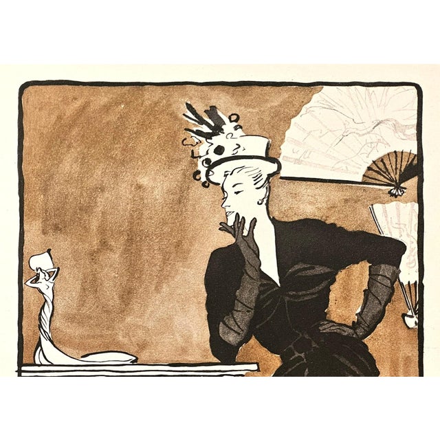 This is an original 1945 French Mid-Century fashion print for a couture Balenciaga design. It originally appeared in a...