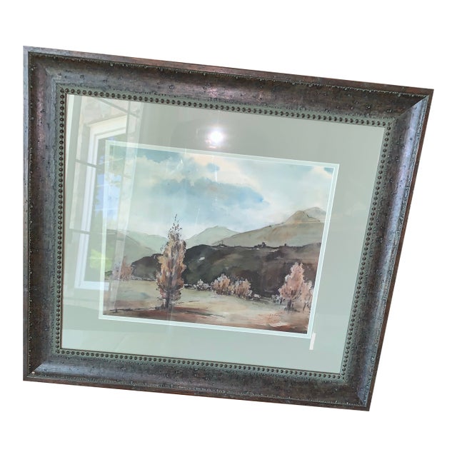 Original Watercolor Painting of Mountains and Trees Signed by G. Ware For Sale