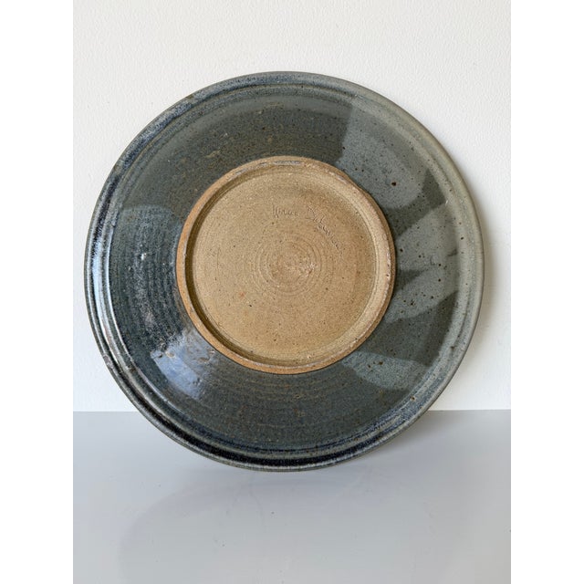 1980’s Mid-Century Modern Signed Studio Pottery Glazed Ceramic Charger Plate For Sale - Image 9 of 12