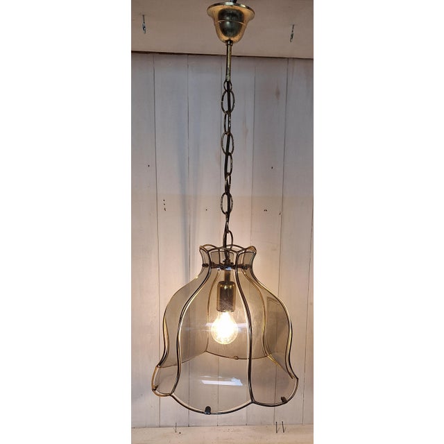 Goldenrod Vintage German Ceiling Lamp with Tinted Curved Glass Panes by Martin Müller & Co, 1980s For Sale - Image 8 of 8