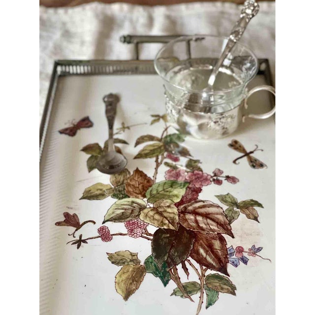 Mid-Century Modern Vintage Tray with Botanical Tile from Villeroy & Boch, 1950s For Sale - Image 3 of 12