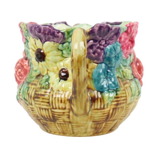 Art Nouveau Majolica Flowerpot Cachepot, France, 1890s For Sale - Image 4 of 17