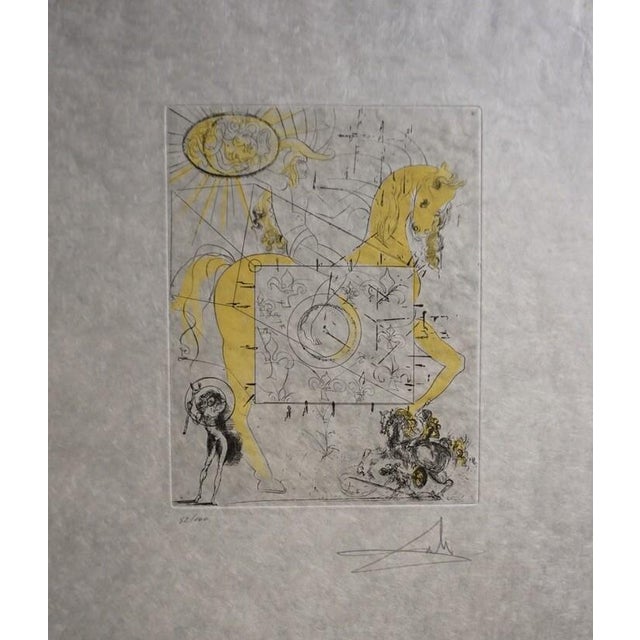 1970s Dali Chevalier Royal De l'Apocalypse Hand Signed Numbered Etching Surreal Rare For Sale