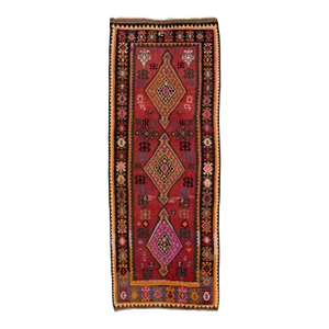 Mid-20th Century Turkish Kilim Multicolor Handmade Tribal Wool Runner