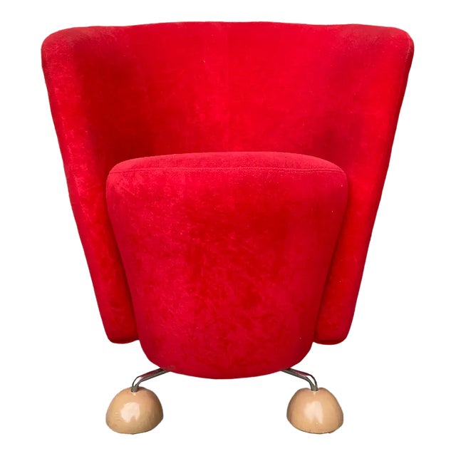 Mid-Century Red Armchair with Special Legs, 1950s For Sale