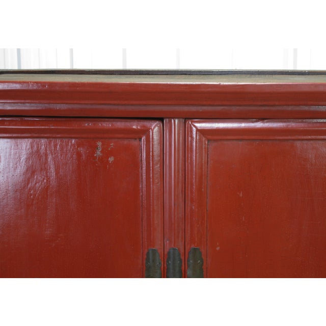 52" Tall China Red Cabinet Armoire For Sale - Image 9 of 13