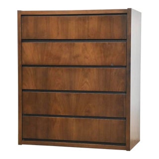 1960s Lane Mid Century Plinth Base Walnut Dresser For Sale