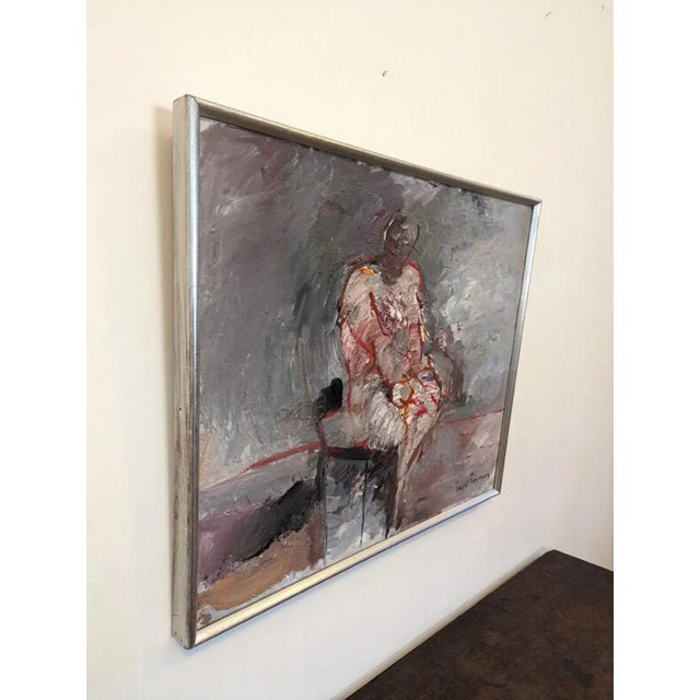 Mid-Century Modern Mid-Century Modern "Enigma" Vintage Oil Painting, Framed For Sale - Image 3 of 12