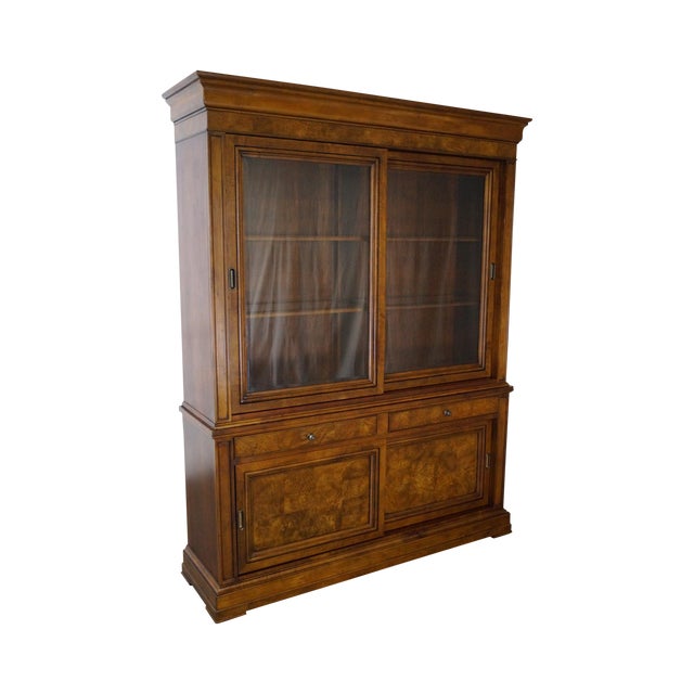 Ethan Allen Townhouse Burl Wood Large Sliding Door Bookcase China