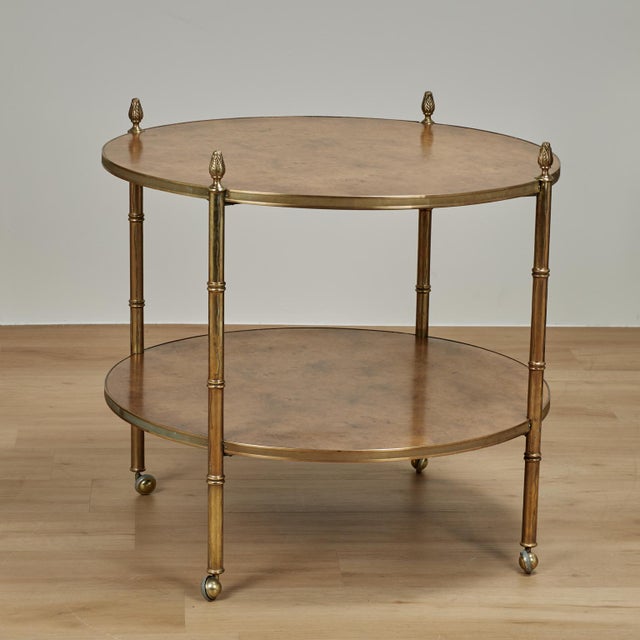 Mid-Century Modern Vintage Two Tiered Faux Bamboo and Wood Table or Stand For Sale - Image 3 of 10