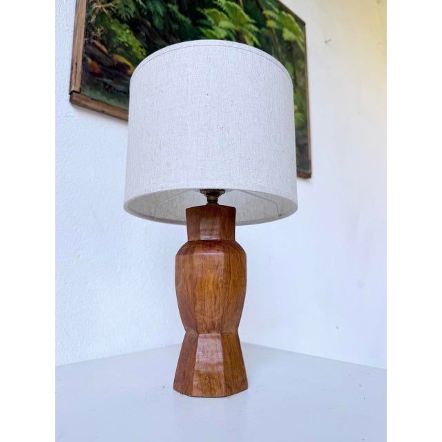 Brutalist Walnut Table Lamp, 1950s For Sale - Image 12 of 18
