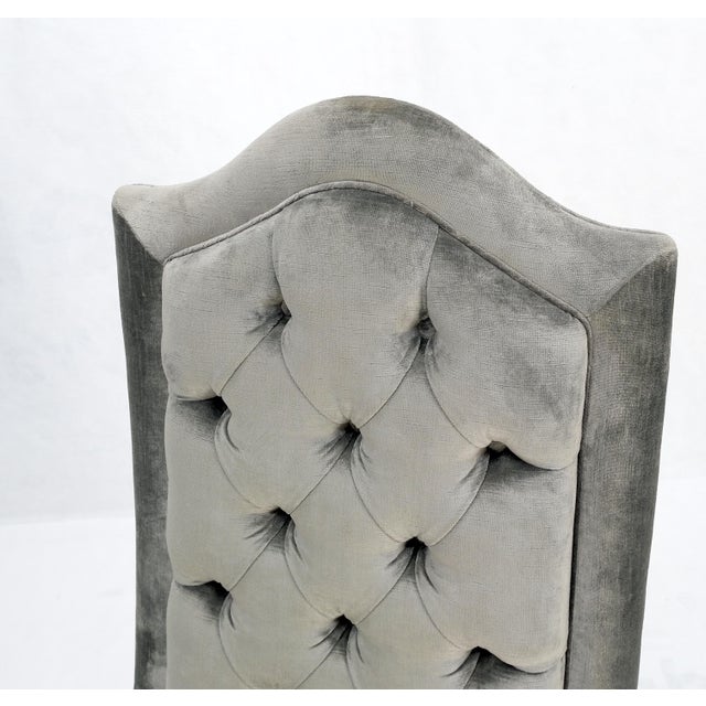 Pair of Tall Tufted Backs Black Lacquer Frames Decorative Arm Chairs Thrones For Sale - Image 9 of 16