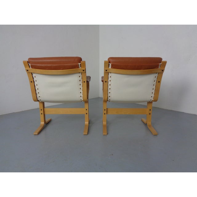 Siesta Cognac Leather Armchairs by Ingmar Relling for Westnofa, Norway, 1960s, Set of 2 For Sale - Image 6 of 13