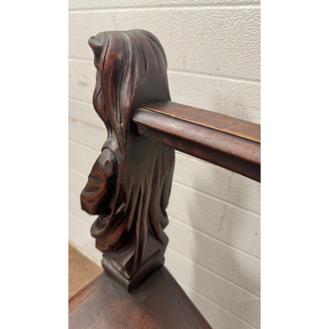 Late 19th Century Figural Carved Jacobean Style Throne Armchair With King and Queen For Sale - Image 13 of 15