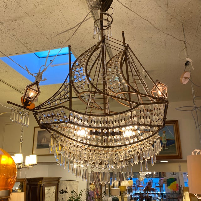 Z Gallerie Crystal Ship Chandelier | Chairish