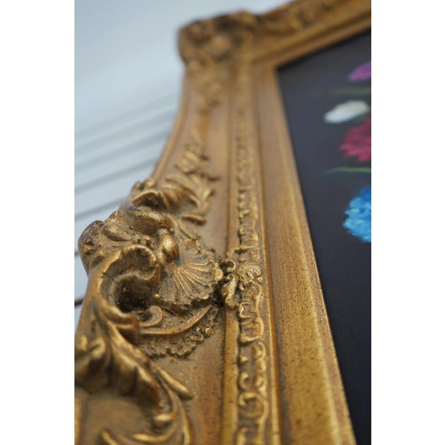 Artist Signed Floral Still Life Oil Painting on Canvas For Sale - Image 4 of 12