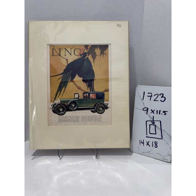 1920s 1928 Original Lincoln Advertising, Stark Davis, Art Deco, Matted For Sale - Image 5 of 5