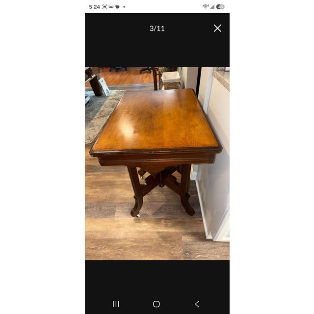 Early 20th Century Early 20th Century Walnut Victorian Eastlake Parlor Table With Carved Details For Sale - Image 5 of 6