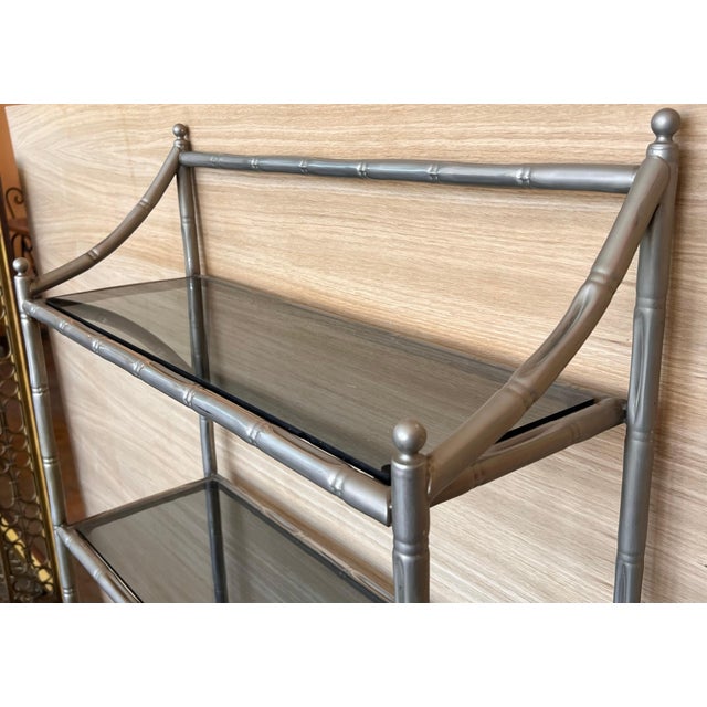 Mid 20th Century Faux Bamboo Etagere with Four Shelves and Mate Chrome Finished For Sale - Image 13 of 18