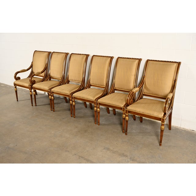 Karges French Regency Louis XVI Carved Walnut and Gold Gilt Dining Chairs | Set of Six For Sale - Image 16 of 16