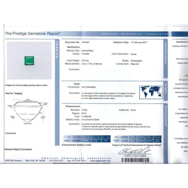 1960s 2.86 Carat Afghan-Chinese Minor Oil Emerald & Diamond Halo Ring in 18k Gold Size 6 For Sale - Image 11 of 11