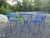Vintage Wrought Iron Patio Set Painted Ford Blue, 3 Pieces For Sale - Image 4 of 18