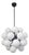 21st Century Ventiquattro Black Powder Coat Glossy White Murano Sputnik Chandelier by Fabio LTD For Sale