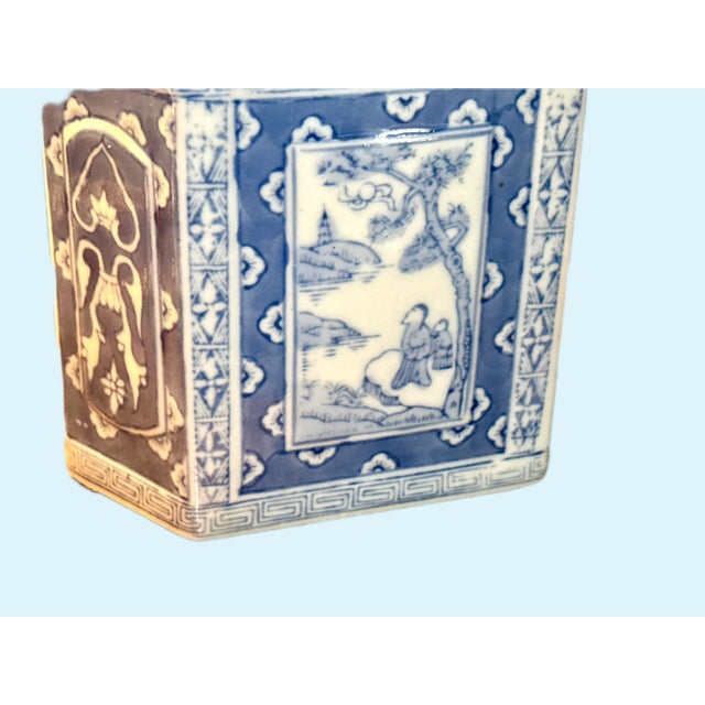 Antique Chinese Blue and White Tea Caddy For Sale - Image 11 of 11