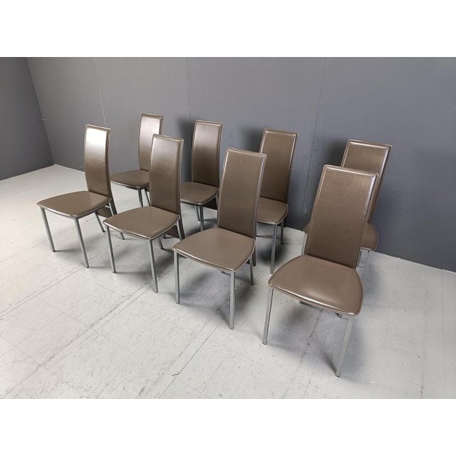 Vintage Belgian Leather Dining Chairs, 1980s, Set of 8 For Sale - Image 6 of 12