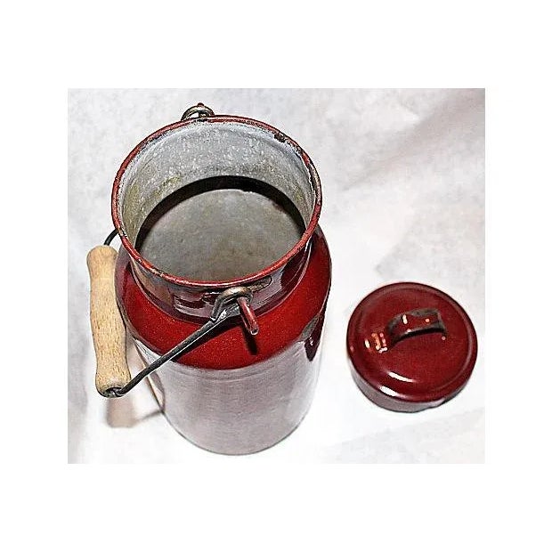 French Enamelware Handled Soup Vessel For Sale - Image 4 of 4