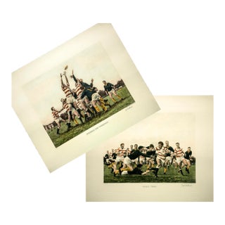 Vintage Set of 2 Terence J. Gilbert Signed Soccer Lithographs For Sale