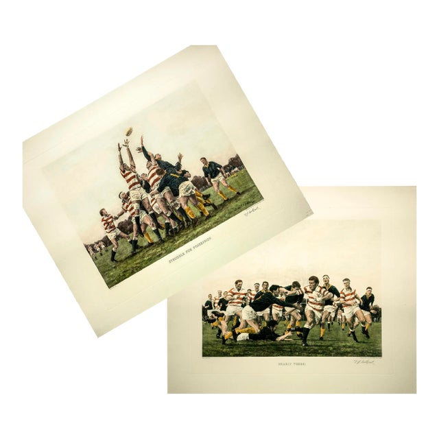 Vintage Set of 2 Terence J. Gilbert Signed Soccer Lithographs For Sale