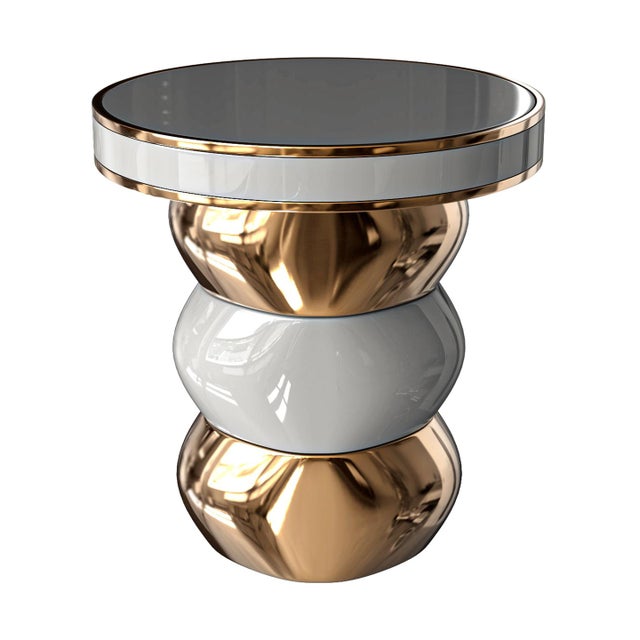 "Gradino" Side Table With Bronze and Stainless Steel, Handmade For Sale In Los Angeles - Image 6 of 8