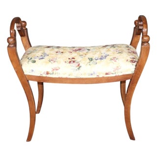 Carved Walnut Italian Biedermeier Style Carved Bench C. 1930's For Sale