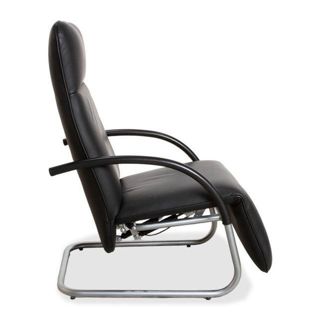 Fino Leather Armchair in Black with Manual Reclining Function by Franz Fertig For Sale - Image 17 of 18