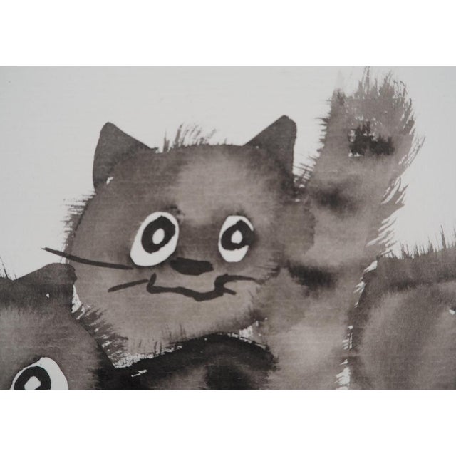 Laszlo Tibay, Maman chat et sa jolie fratrie, Ink & Wash Drawing For Sale - Image 5 of 7