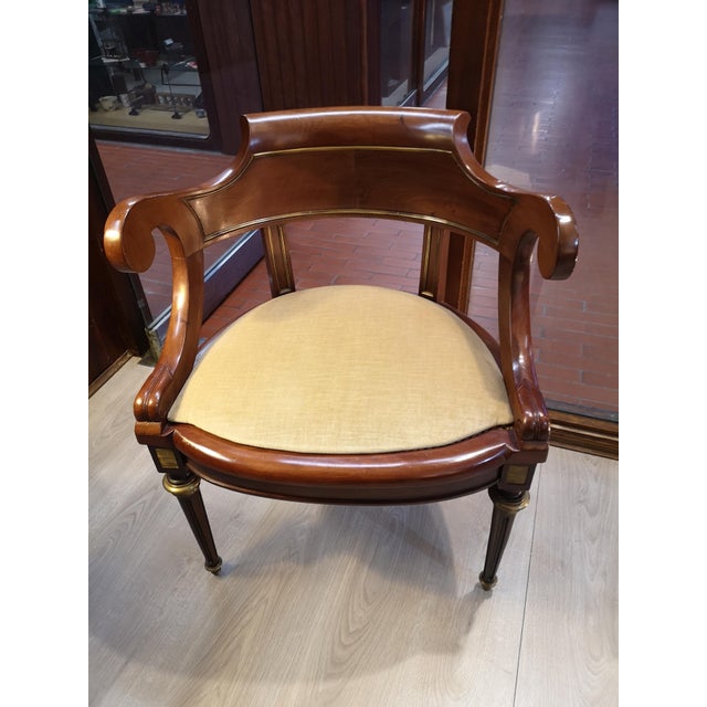 French Empire Style Cane and Wood Desk Armchair For Sale - Image 9 of 10