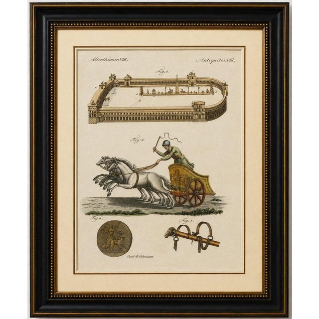 Original antique print of roman chariot racing and circus maximus by bertuch, c. 1800 original antique hand-colored copper...