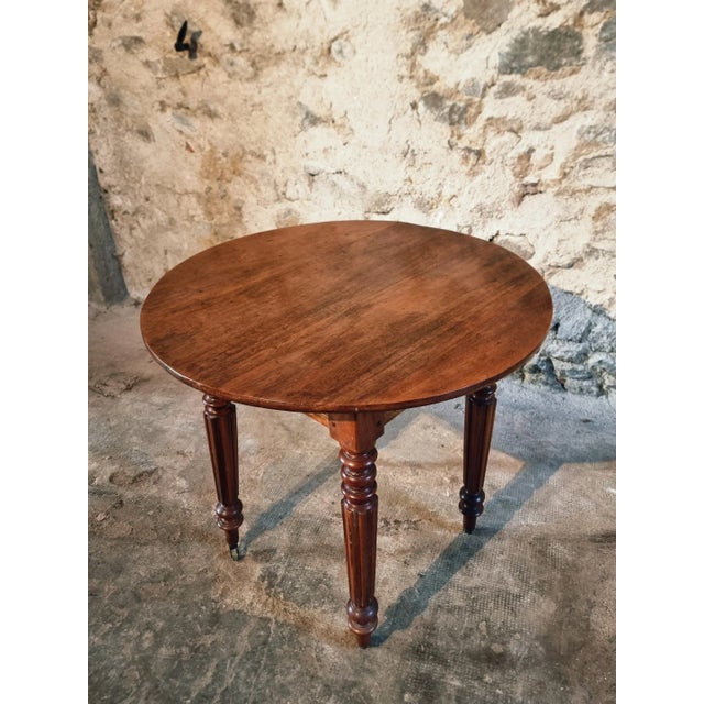 Vintage French Walnut Round Table with Drawer, 1920s For Sale - Image 16 of 16