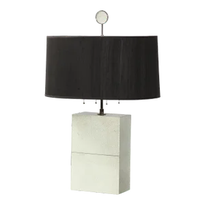 Modernist Rectilinear Glass Table Lamp in Frost Blue Craquelure by Robert Rida