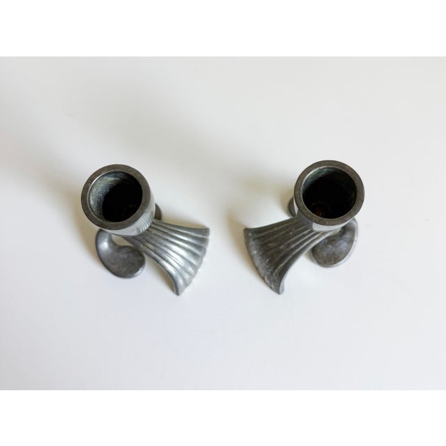 Mid-Century Modern 1930s Just Andersen Pewter Candlesticks, Denmark For Sale - Image 3 of 7