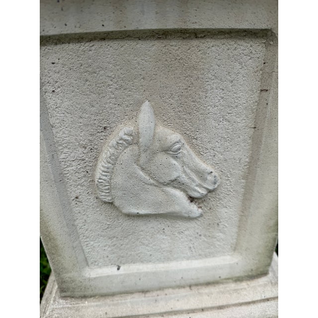 Sculpture Materials Vintage Hollywood Regency Concrete Horse Head Bust Sculpture Monumental Pedestal For Sale - Image 7 of 14