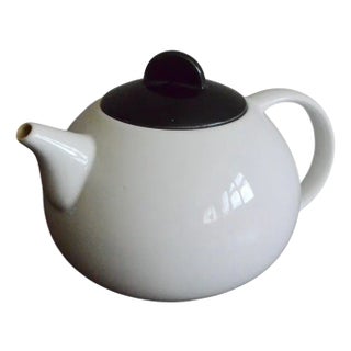 Ceramic Black and White Teapot, 1980s For Sale