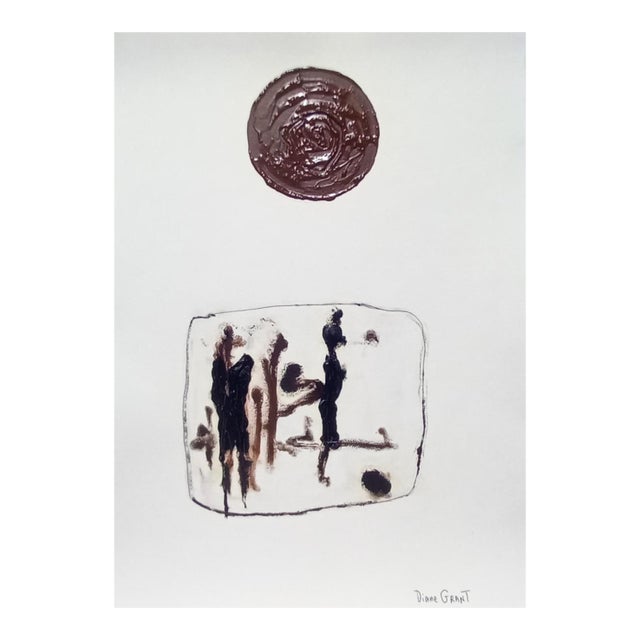 14.2" by 18.9" Abstract Figurative Original Oil Painting by Diane Grant / Robert Motherwell, Unframed For Sale