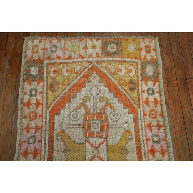 Vintage Zabihi Collection Turkish Orange Anatolian Small Rug For Sale In New York - Image 6 of 6