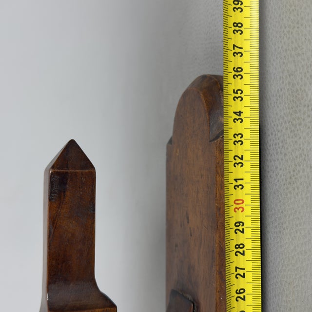 Vintage Carved Turned Wooden Wall Coat Rack, 1960s For Sale - Image 9 of 11